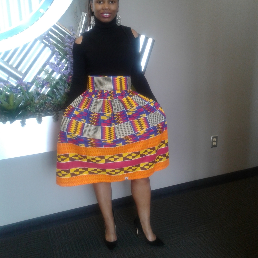 African Print Midi Skirt